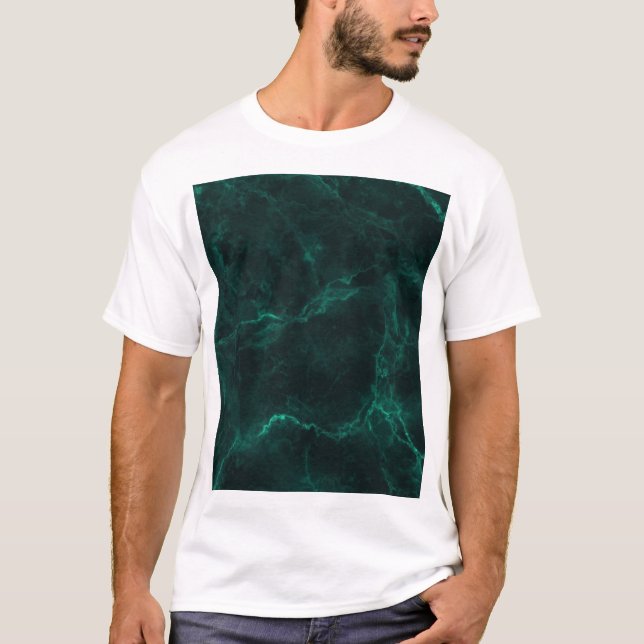T-shirt Marbre vert foncé, texture transparente. (Devant)