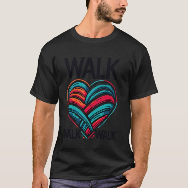 T-shirt Marche cardiaque Marche intérieure Marche extérieu (Devant)