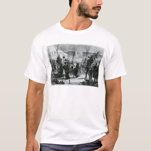 T-shirt Marché d'arbre de Noël dans l'Augustusplatz (Devant)