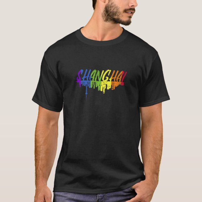 T-shirt Marche de la fierté de Shanghai Pride Skyline Shan (Devant)