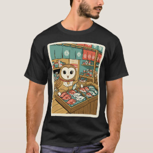 T-shirt Marché de poissons Hibou Kawaii