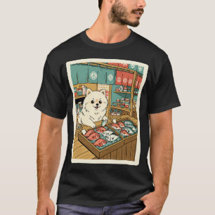 T-shirt Marché de poissons pour chiens duveteux Illustrati