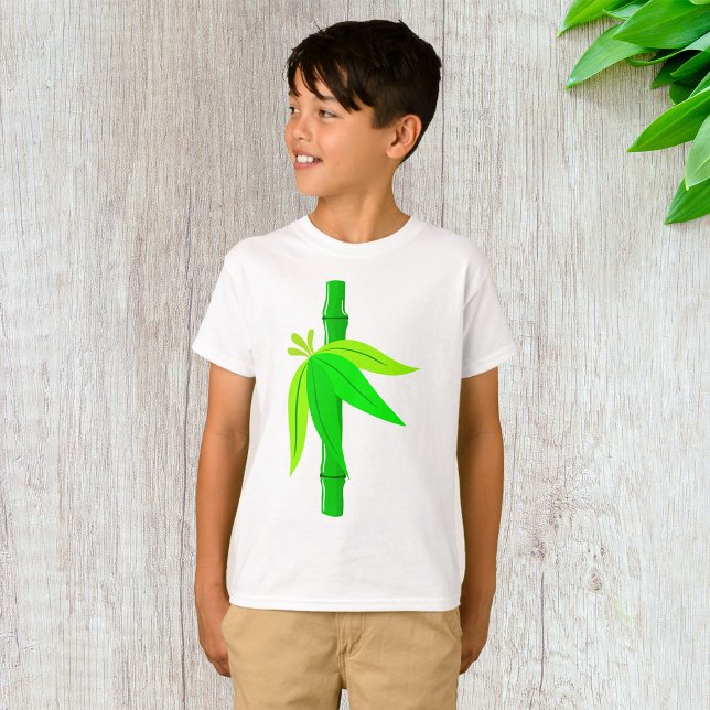 T-shirt Marche en bambou vert avec Feuilles tropicaux (Créateur téléchargé)