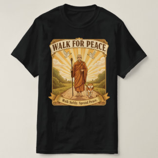 T-shirt Marche pour la paix : moine et chien