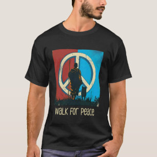 T-shirt Marche pour la paix Shiba Inu Chien et moine Paix