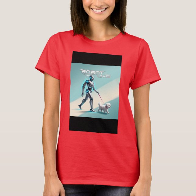 T-shirt Marche vers l'avenir : Robot et Chien Sci-Fi (Devant)