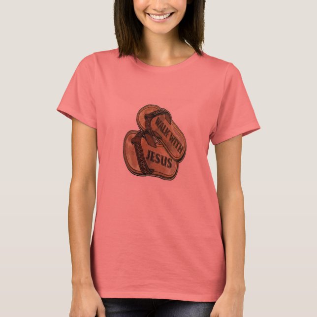 T-shirt marcher avec jésus (Devant)