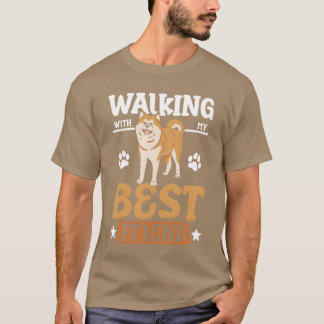 T-shirt Marcher avec mon meilleur ami Akita vintage