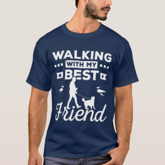 T-shirt Marcher avec mon meilleur ami labrador retro