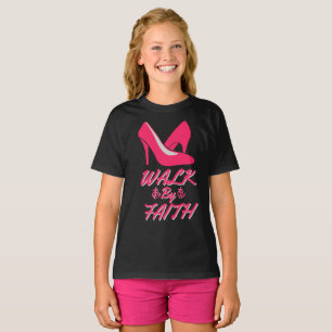 T-shirt Marcher par la foi Hot rose Bible Citation de la f