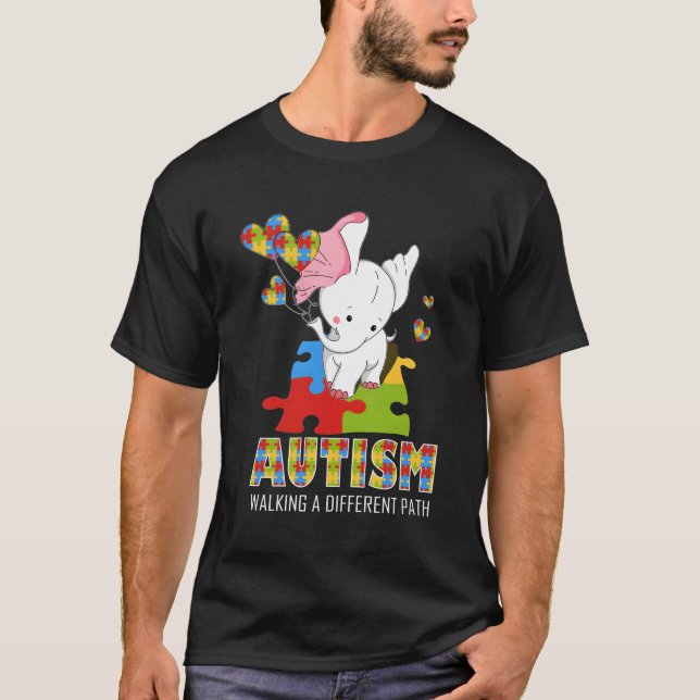 T-shirt Marcher Sur Une Voie Différente Autisme (Devant)