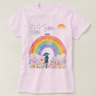 T-shirt Marcher vers les arcs-en-ciel – Illustration aquar
