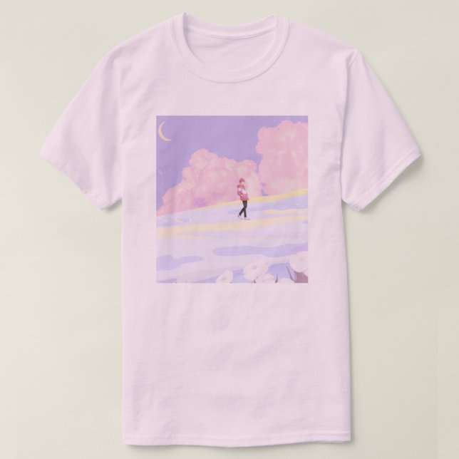 T-shirt Marcheur de Paysage Onirique Pastel (Design devant)