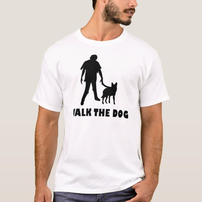 T-shirt marchez le chien zombie (Devant)