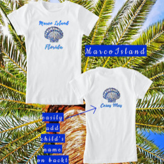 T-Shirt Marco Island Florida Pretty Mosaic Seashell Name
