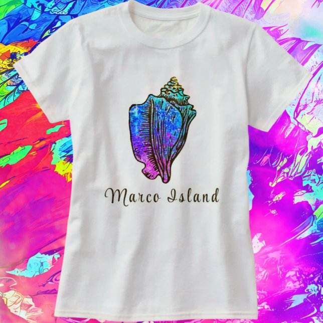 T-shirt Marco Island Floride Jolie Coquille de la mer de C (Pretty Marco Island Seashell Shirt)