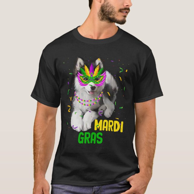 T-shirt Mardi Grars Husky Mardi Gras Bead Costume Kids (Devant)