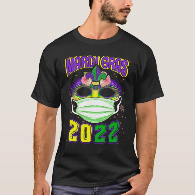 T-shirt Mardi Gras 2022 Avec Fesstival Masque Visage (Devant)