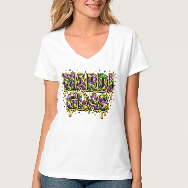 T-Shirt Mardi Gras à Gouttes – Célèbre Carnaval (Devant)