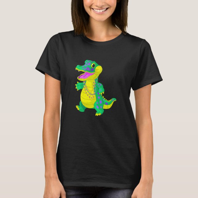 T-shirt Mardi Gras Alligator Beads Festival Parade Party B (Devant)