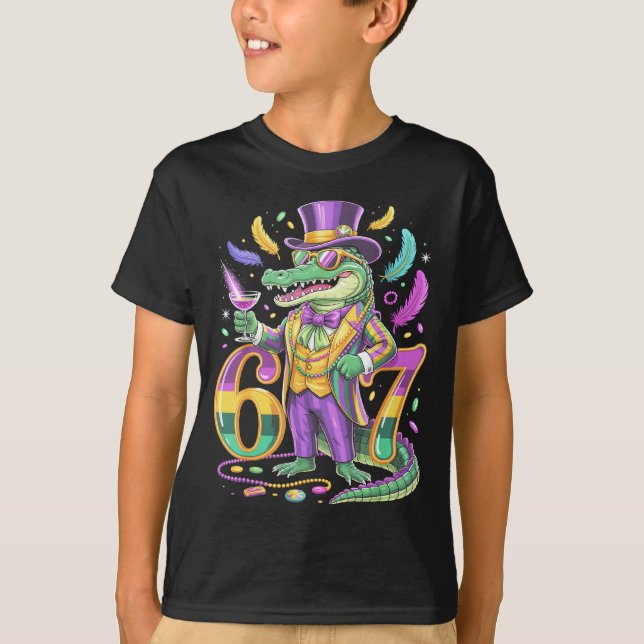T-shirt Mardi Gras Alligator Gentleman Numéro de queue 67  (Devant)