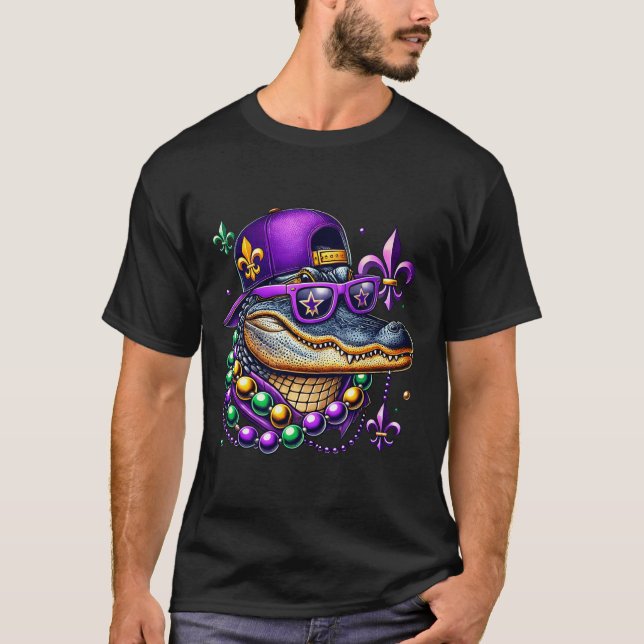 T-shirt Mardi Gras Alligator Mardigator Crocodile Kids Boy (Devant)