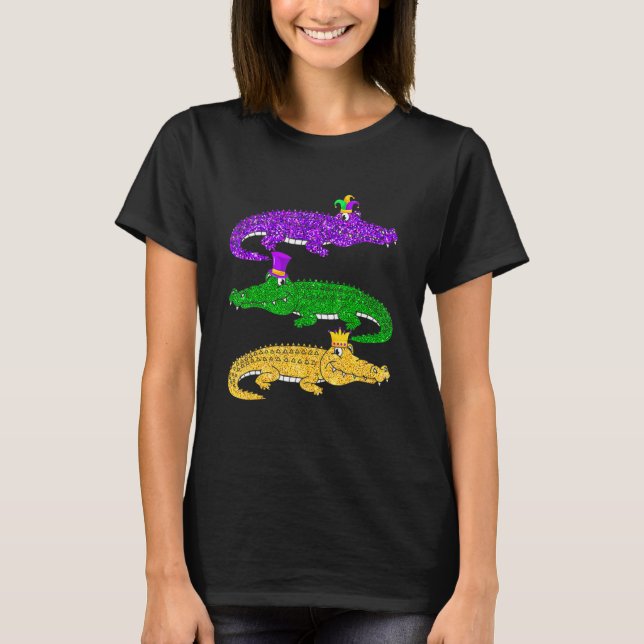 T-shirt Mardi Gras Alligator perles Festival Animaux Carni (Devant)