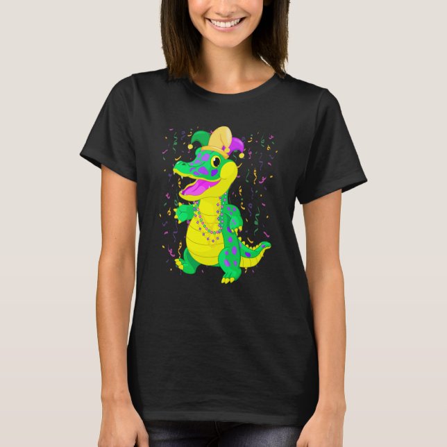 T-shirt Mardi Gras alligator with Jester Carnival for kids (Devant)