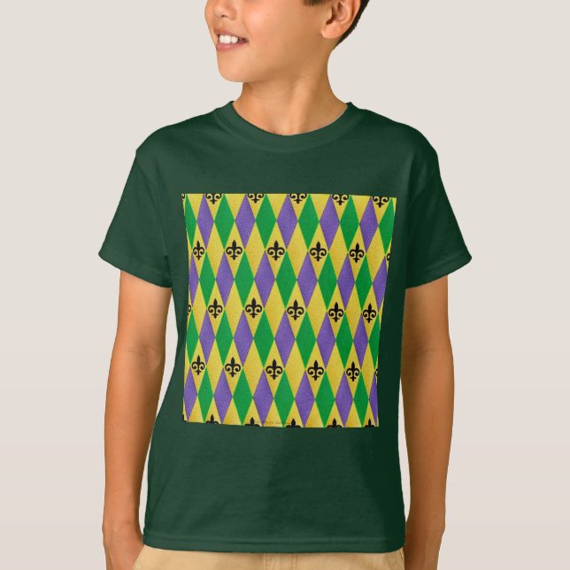 T-shirt Mardi Gras Arlequin Fleur De Lis (Devant)