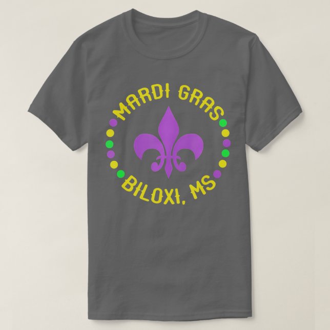 T-shirt Mardi Gras Biloxi Mississippi Fleur De Lis Beads M (Design devant)
