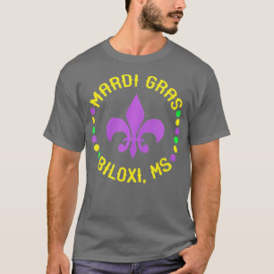 T-shirt Mardi Gras Biloxi Mississippi Fleur De Lis Beads M