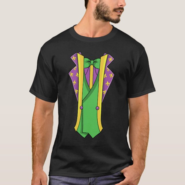T-shirt Mardi Gras Boire Veste Fake Suit Fleur De Lis (Devant)
