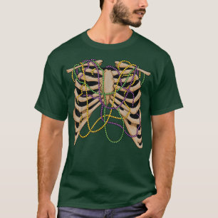 T-shirt Mardi Gras Cage Rib, Costume Squelette Os, Carniv