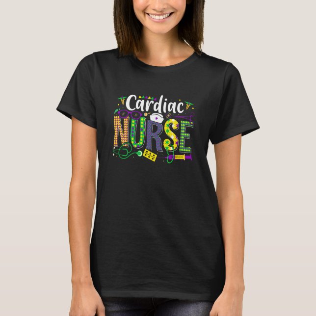T-shirt Mardi Gras Cardiac Nurse celebrations parade party (Devant)