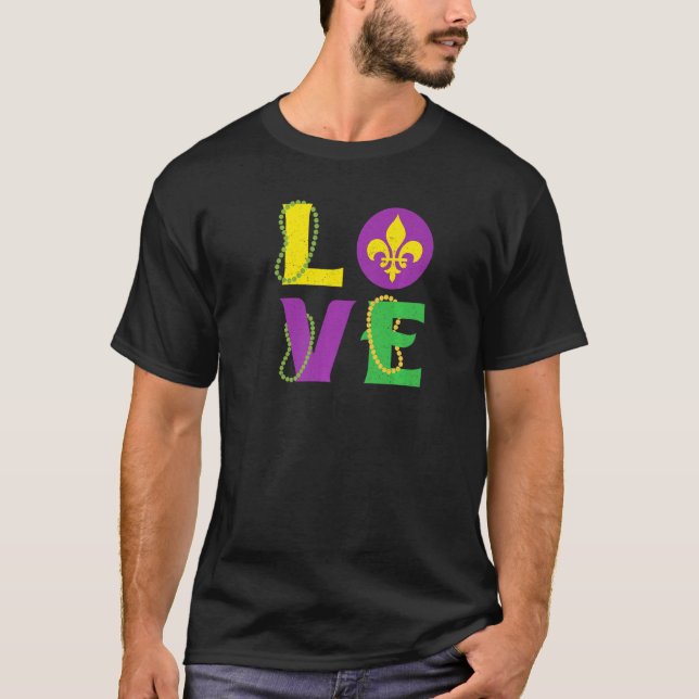 T-shirt Mardi Gras Carnival Love New Orleans Cajun Festiva (Devant)