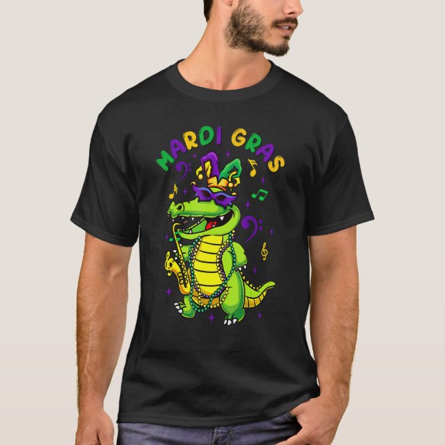 T-shirt Mardi Gras Celebration Alligator Crocodile Holiday (Devant)