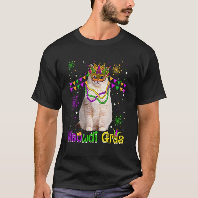 T-shirt Mardi Gras Chat Cute Ragdoll Chat Masque Carnival (Devant)