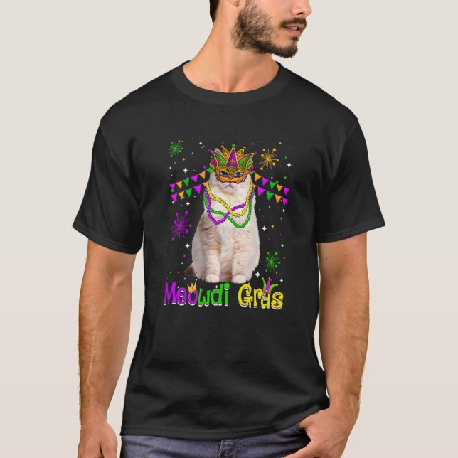 T-shirt Mardi Gras Chat Cute Ragdoll Chat Masque Carnival (Devant)