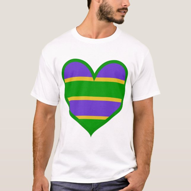 T-shirt Mardi Gras Coeur rayé (Devant)