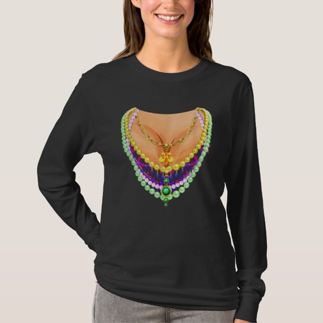 T-shirt Mardi Gras Costume Flash Cleavage for Women Girls (Devant)
