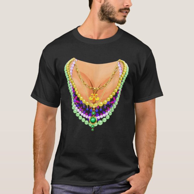 T-shirt Mardi Gras Costume Flash Cleavage for Women Girls (Devant)