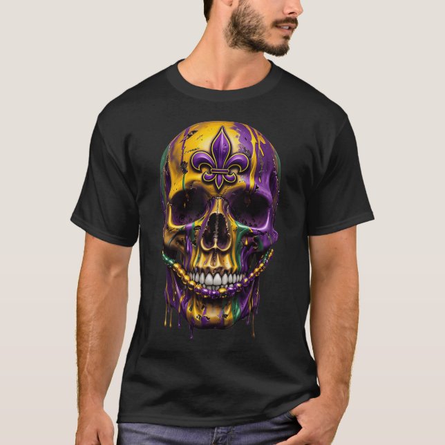 T-shirt Mardi Gras Costume sucre crâne Carnaval Halloween (Devant)