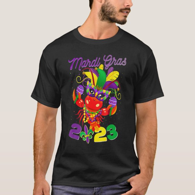 T-shirt Mardi Gras Crawfish Carnaval 2023 Fleur D (Devant)