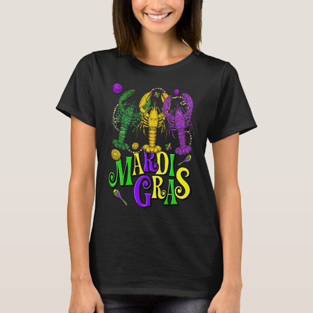 T-shirt Mardi Gras Crawfish Jester Beads  Mardi Gras Party (Devant)