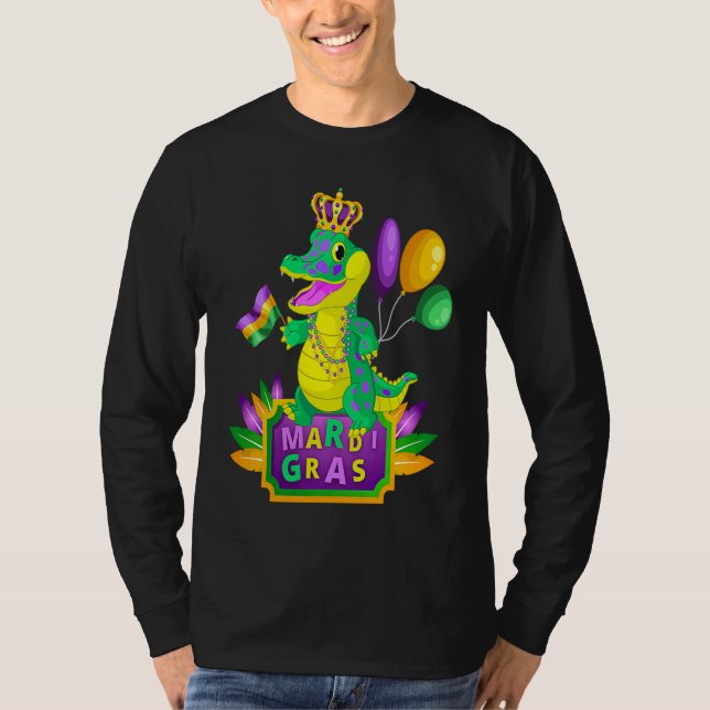 T-shirt Mardi Gras Crocodile Alligator Lover New Orleans L (Devant)