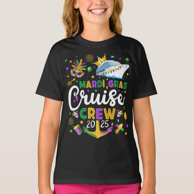T-shirt Mardi Gras Cruise Crew 2025 Matching Girl (Devant)
