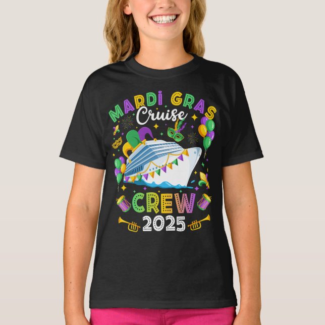 T-shirt Mardi Gras Cruise Crew 2025 Matching Girl (Devant)