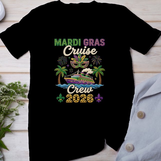T-shirt Mardi Gras Cruise Crew 2026, Faux Yarn Mardi Gras (Créateur téléchargé)