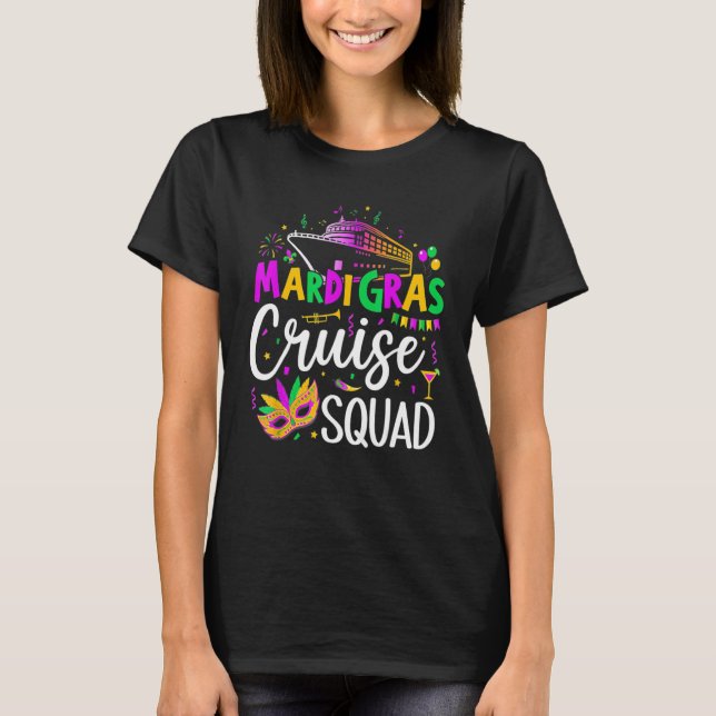 T-shirt Mardi Gras Cruise Crew Cruise Mask Cruise Ship P (Devant)