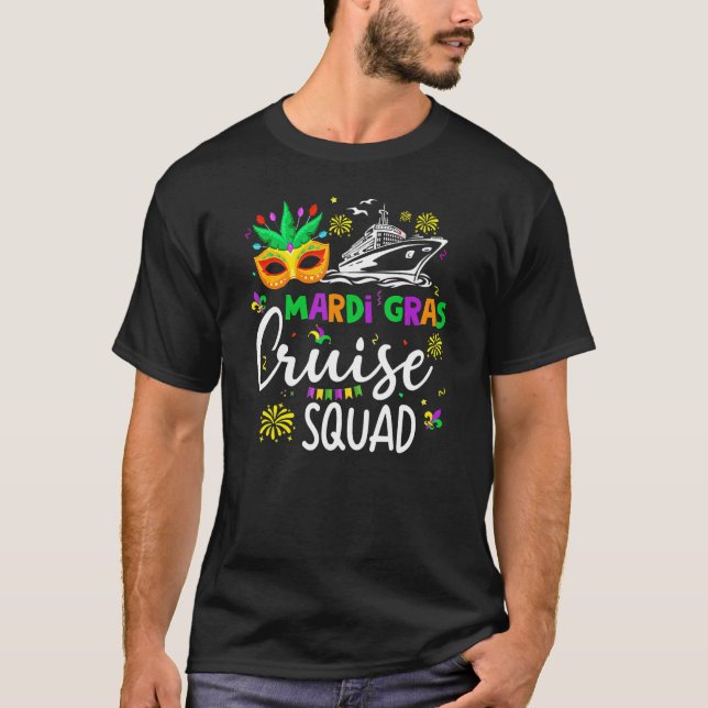 T-shirt Mardi Gras Cruise Funny Cruising Mask Cruise Ship  (Devant)